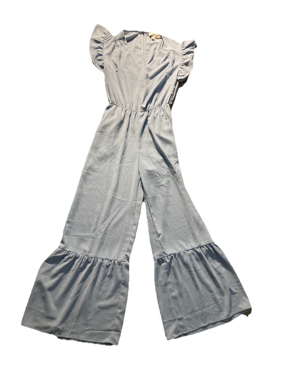 Chic Boho Monteau Los Angeles Jumpsuit Bell Bottom Flare Blue Keyhole Women’s M